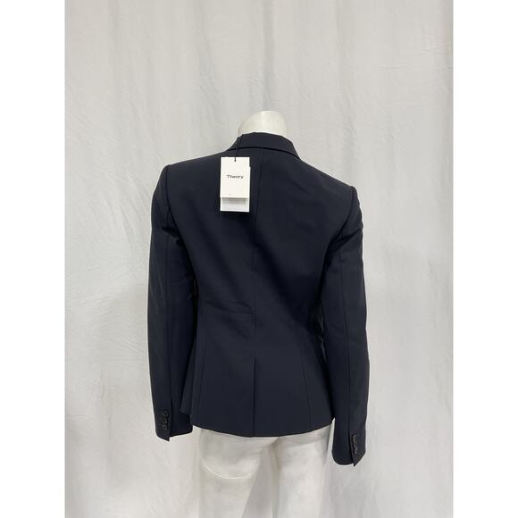 Theory 1 Button Slim Navy Wool Jacket Size 2 - NWT - Picture 3 of 5